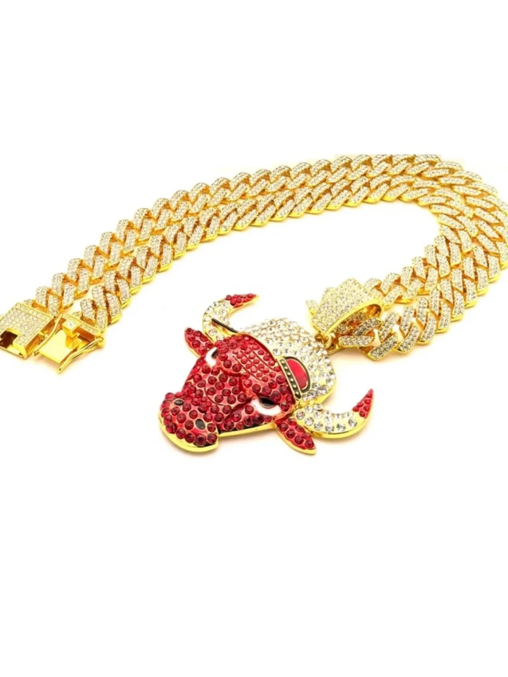 Chicago Bulls Necklace Pendant Miami Cuban Chain Link Basketball Jewelry